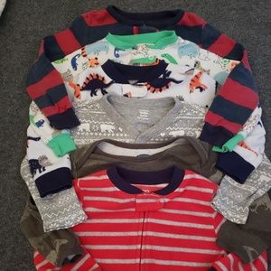 Six 18-MO One Piece Zip-Up Footed Onesies